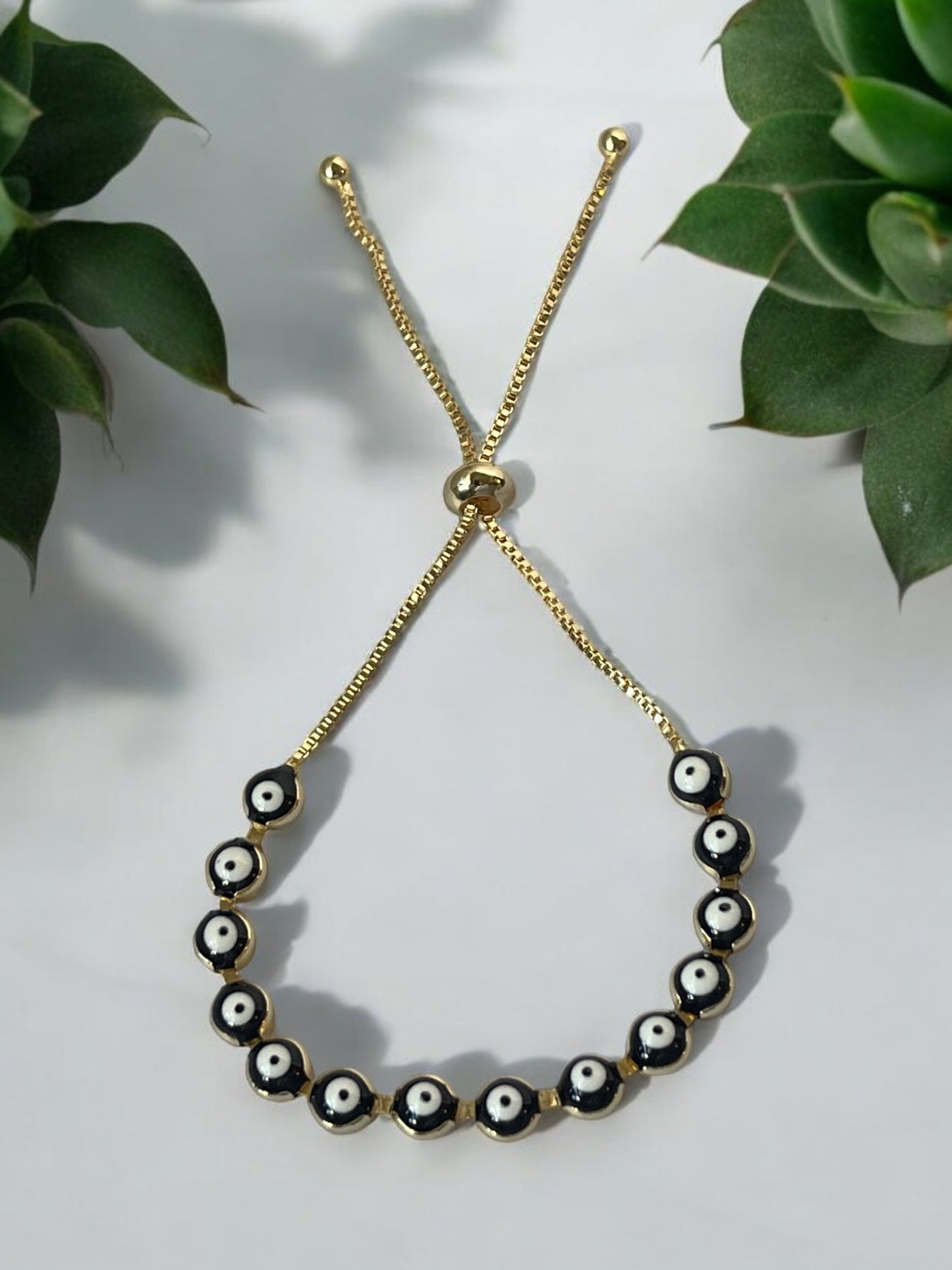 Evil Eye 18k Gold Electroplated Slider Bracelet