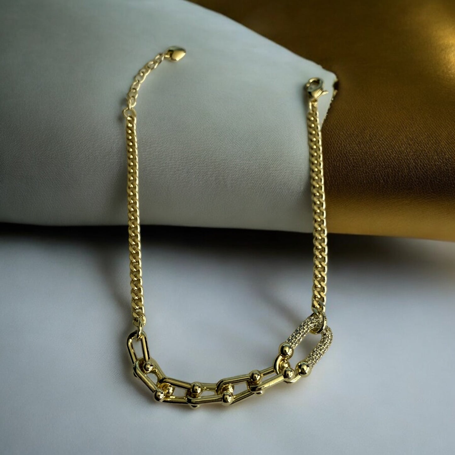 Chain Link CZ 14k Gold Electroplated Bracelets