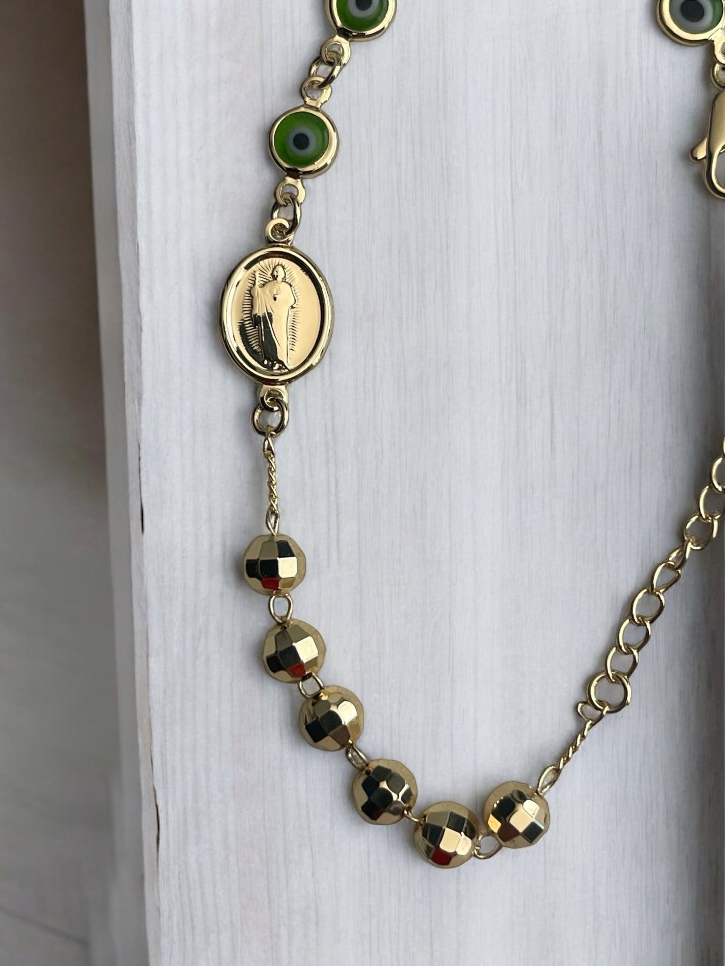 Saint Jude Turkish Eye 14k Gold Electroplated Bracelet