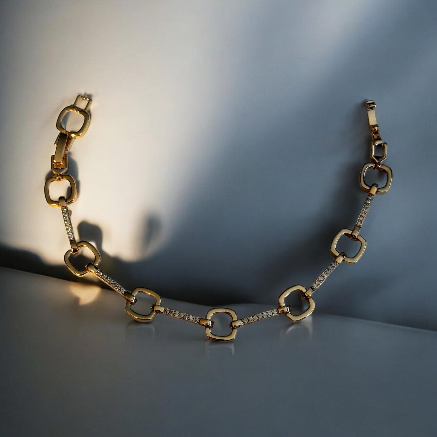 Square Link 18k Gold Electroplated Bracelet