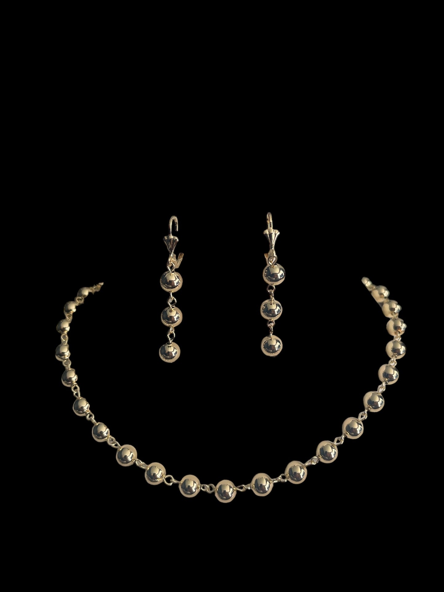Beaded Link Necklace Bracelet and Earrings Set