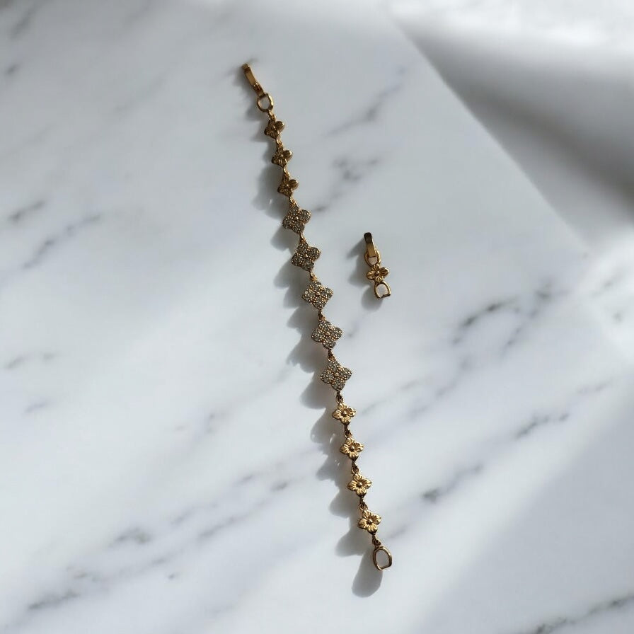 Clover CZ 18k Gold Electroplated Bracelet