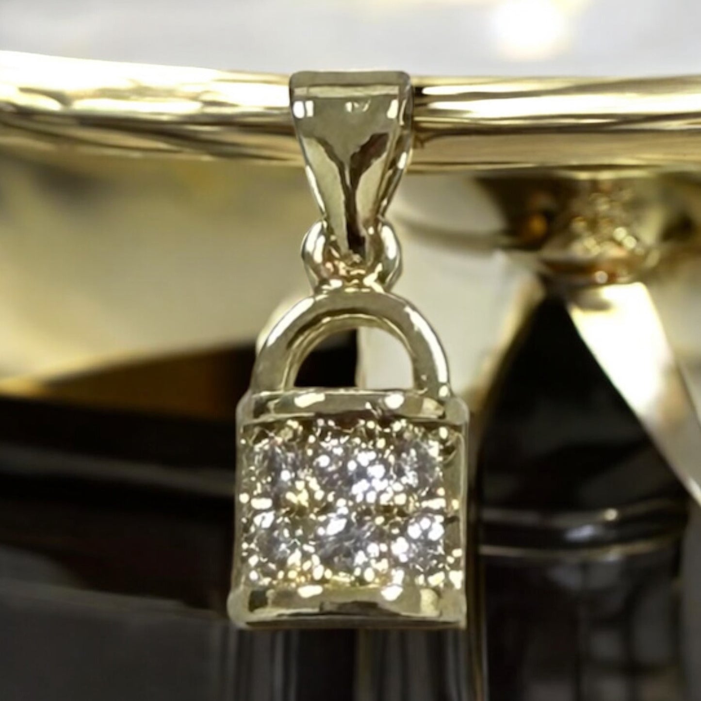 Lock Style 14k Gold Electroplated Pendant