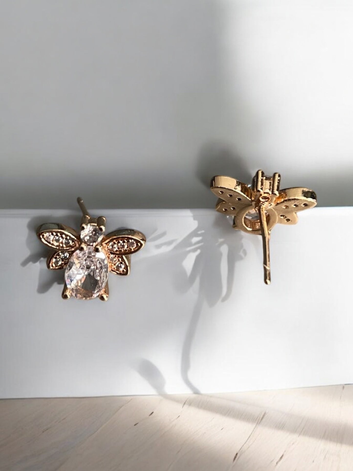 Angel Theme with CZ 18k Gold Electroplated Earrings