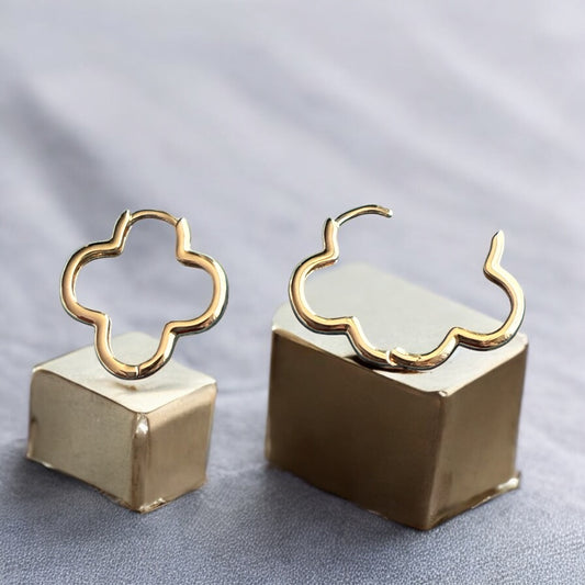 Clover Style 18k Gold Electroplated Dangle Earrings