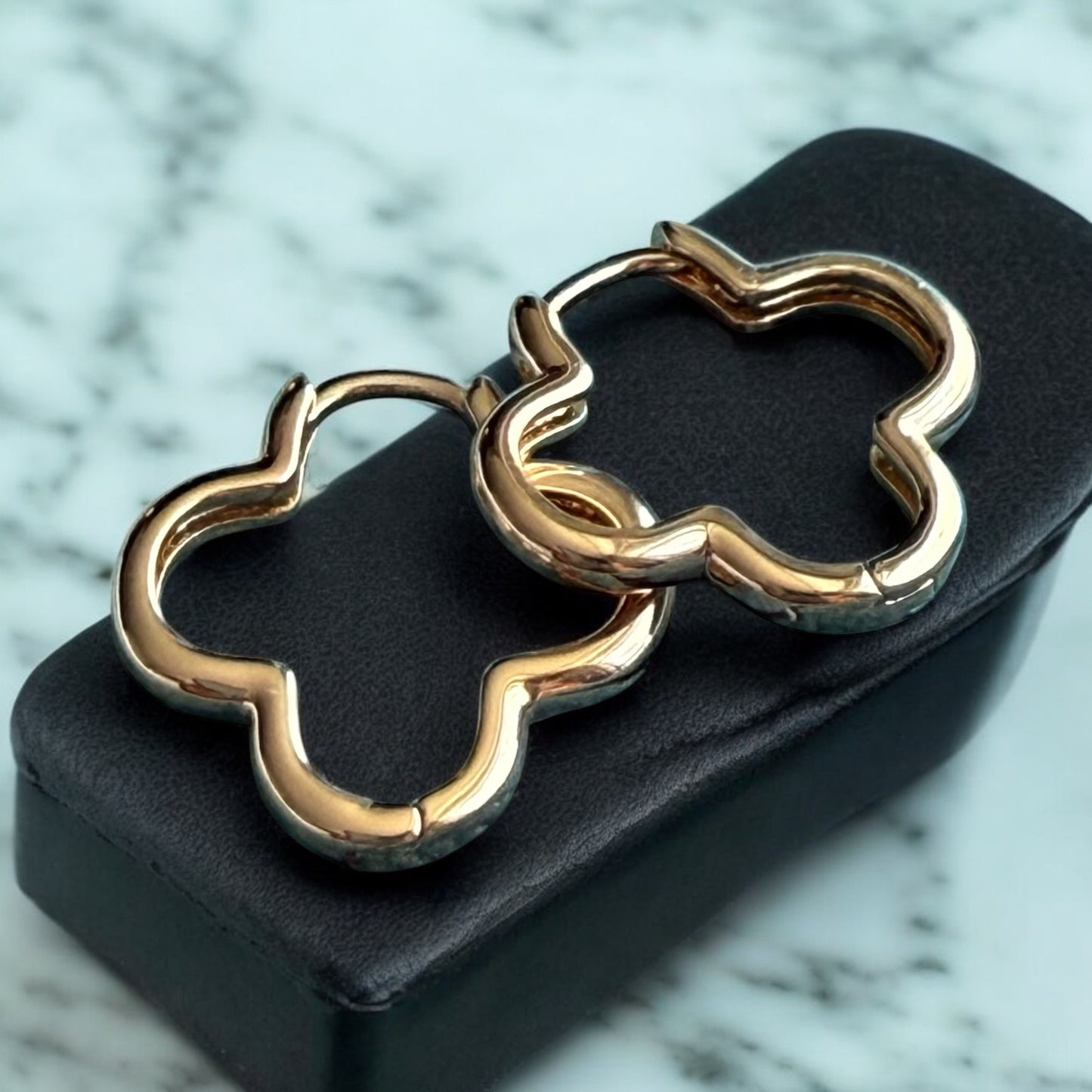 Clover Style 18k Gold Electroplated Dangle Earrings