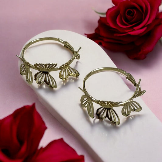 Butterflies 14k Gold Electroplated Earrings