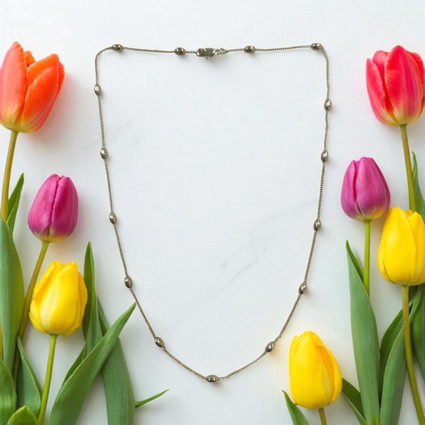 Oval Bead 14k Gold Electroplated Chain