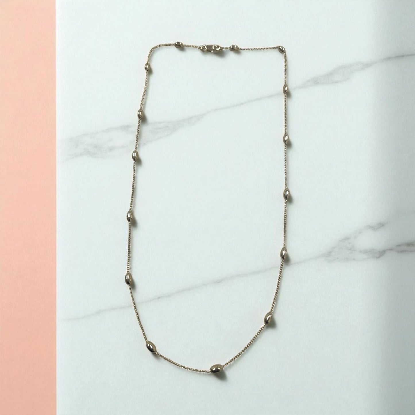 Oval Bead 14k Gold Electroplated Chain