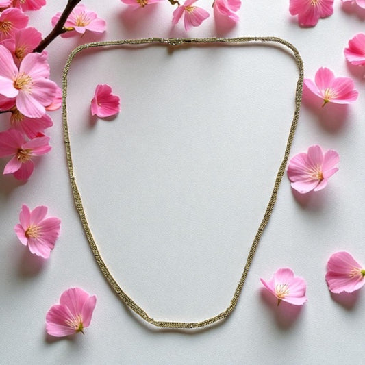 Chain and Beaded 14k Gold Electroplated Necklace