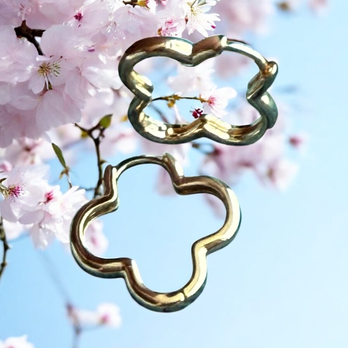 Clover Style 18k Gold Electroplated Dangle Earrings