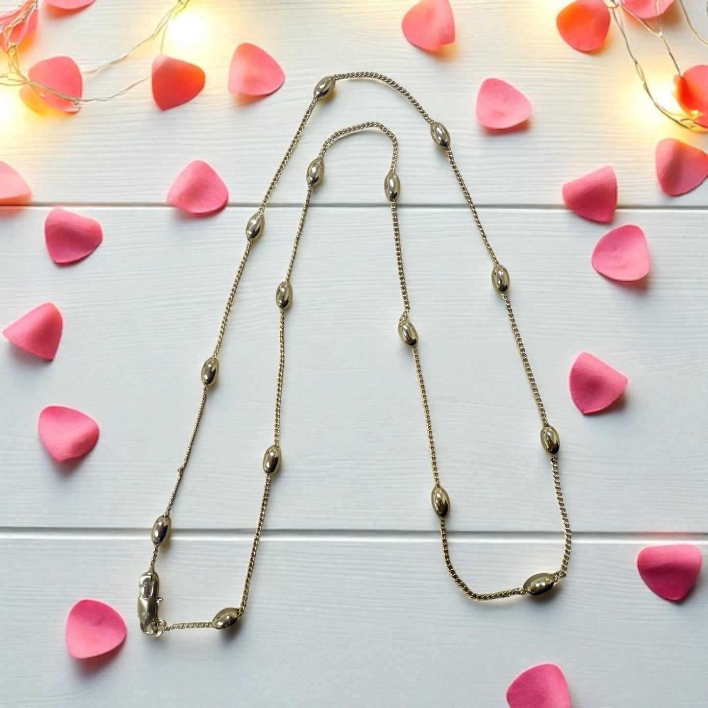 Oval Bead 14k Gold Electroplated Chain