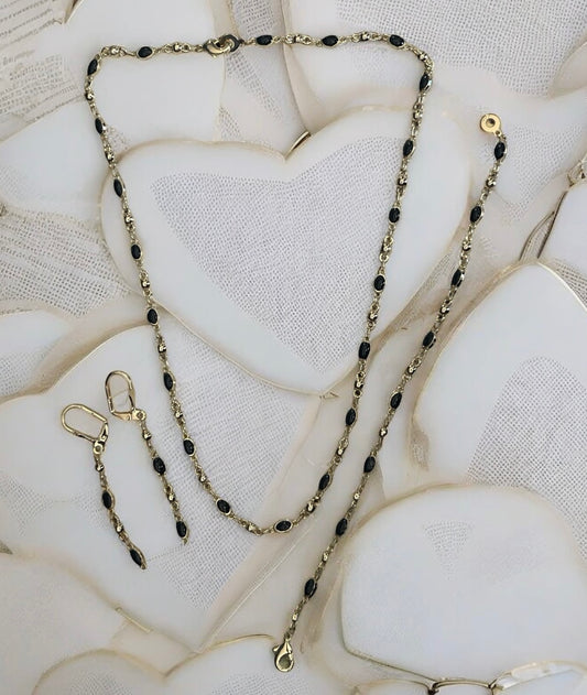 Necklace Bracelet and Earrings Set 14k Gold Electroplated