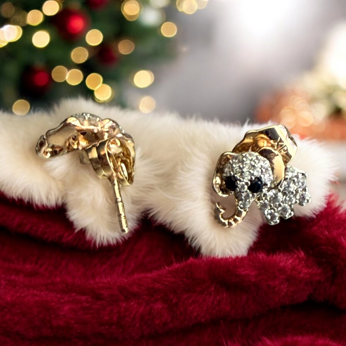 Elephant Paved CZ 18k Gold Electroplated Earrings