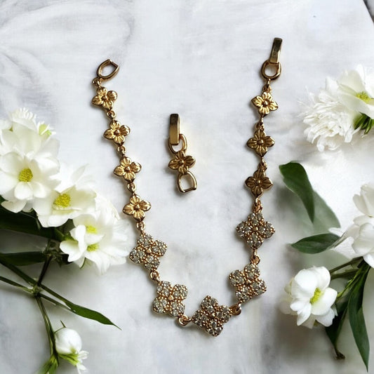 Clover CZ 18k Gold Electroplated  Bracelet