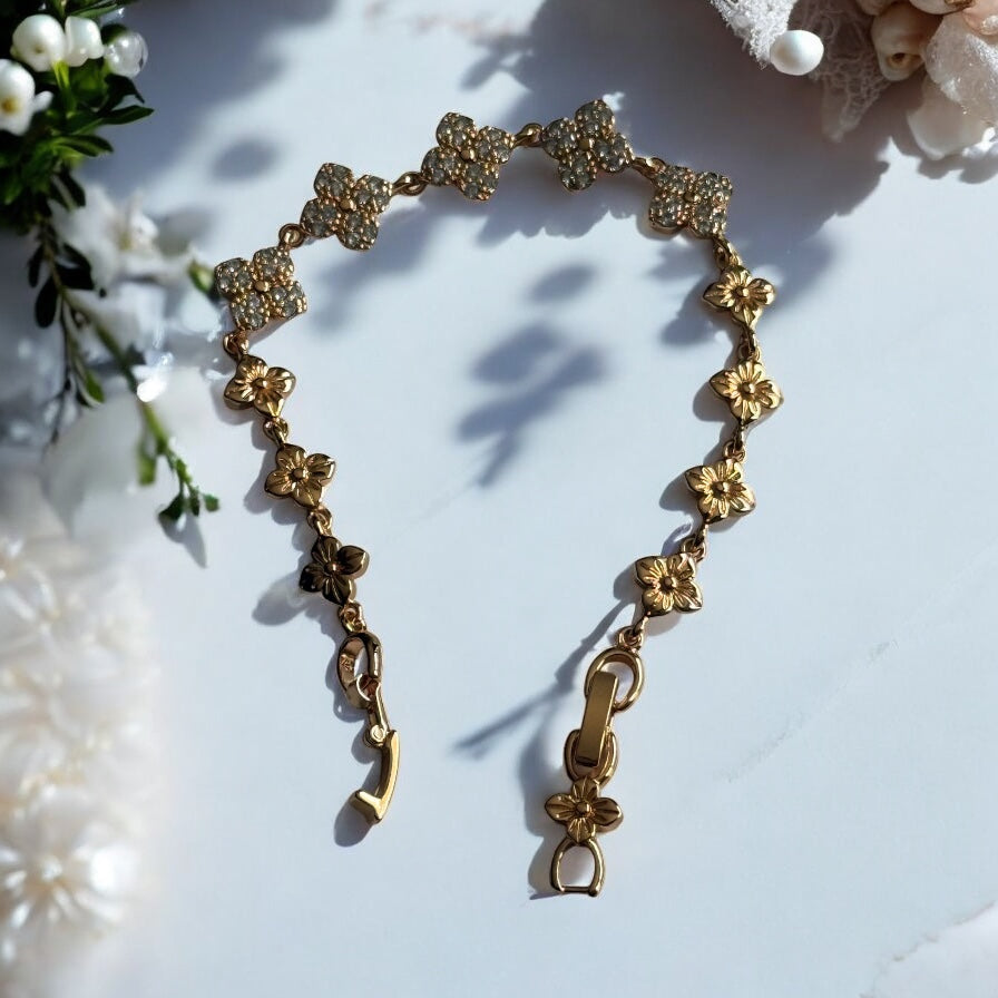 Clover CZ 18k Gold Electroplated  Bracelet