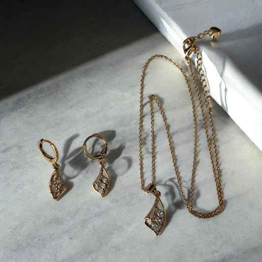 CZ Pendant Necklace and Earrings Set