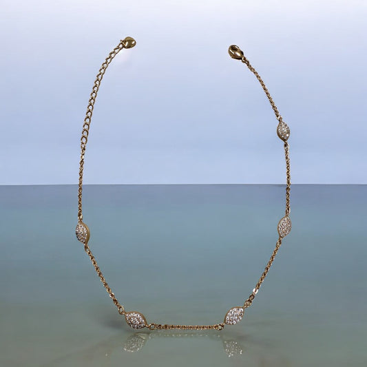 Oval CZ Bead 18k Gold Electroplated Ankle Bracelet