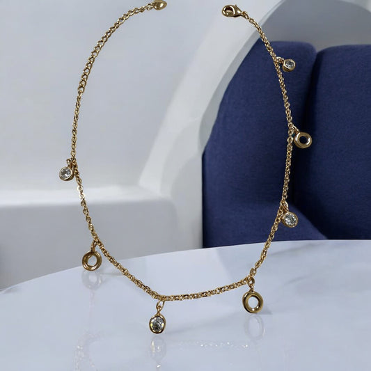Dangling Charms 18k Gold Electroplated Ankle Bracelet