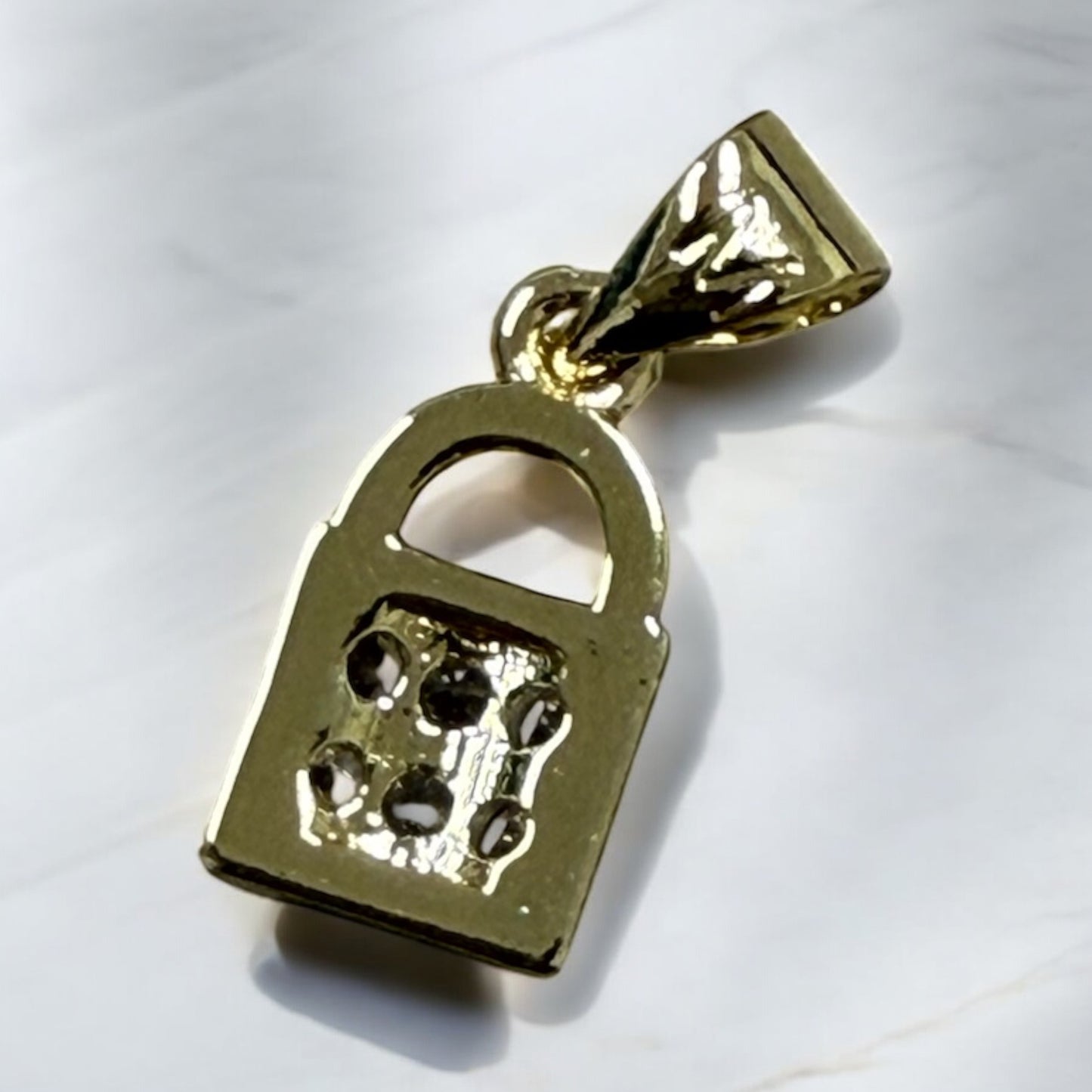 Lock Style 14k Gold Electroplated Pendant