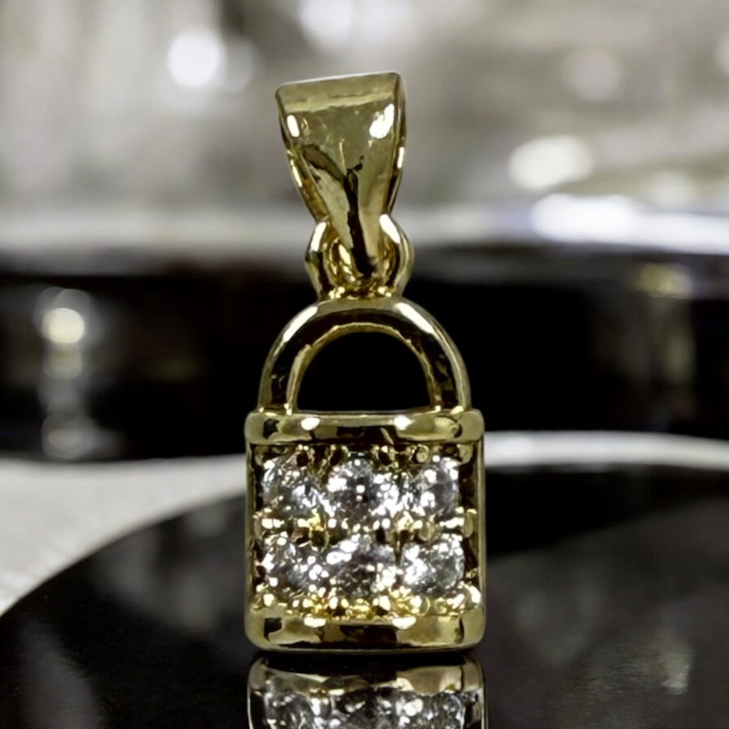 Lock Style 14k Gold Electroplated Pendant