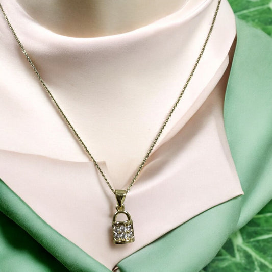 Lock Style 14k Gold Electroplated Pendant