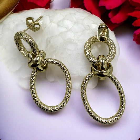 Chain Link Dangle 14k Gold Electroplated Earrings